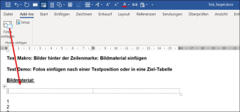 Insert a line break at the end of a line and then insert text or a table